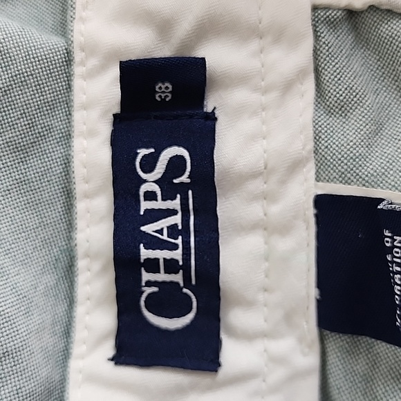 Chaps Belgian green 100% cotton flat front Bermuda shorts Size 38 9.5" inseam - Picture 6 of 8